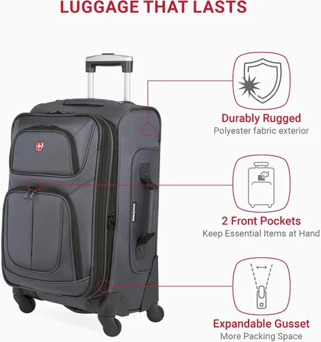 Miniatura 200 de SwissGear - Equipaje suave expandible Sion con ruedas, Negro