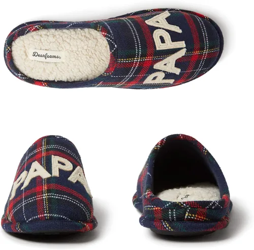 Miniatura 6 de Dearfoams Pantuflas para hombre Papa Bear , azul (Blue Tartan Plaid), S
