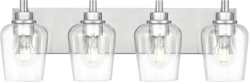 Miniatura 24 de Lámparas de baño, lámpara de tocador moderna de 4 luces con pantalla en forma de copa de vino de vidrio transparente, accesorios de iluminación Negro