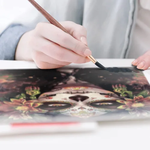 Miniatura 5 de Pintura por números para adultos, 16 x 20 pulgadas, pintura acrílica por números para adultos, principiantes, niños, Calavera Girl Kit de pintura