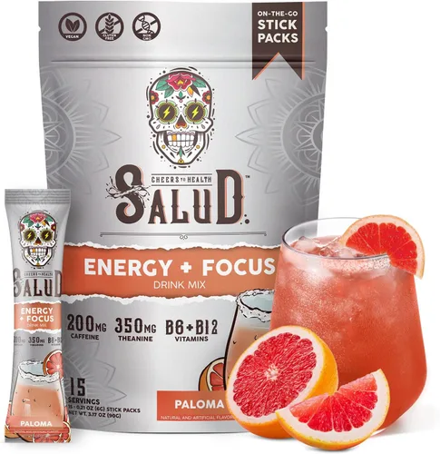 Miniatura 10 de Salud 2-en-1 Polvo de Bebida Energética + Enfoque, Guayaba, Cafeína Orgánica, B6 + B12, Teanina, Paquetes de Bebida Energética Limpia, Mezcla