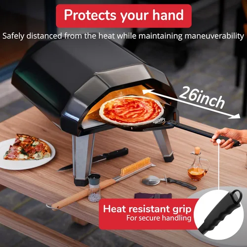 Miniatura 3 de Senwosa Pela de pizza antiadherente de 12 pulgadas, excelente deslizamiento y fácil limpieza, base de metal perforada con revestimiento cerámico