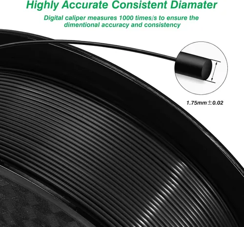 Miniatura 6 de Filamento para impresora 3D Kingroon PLA, 10 carretes, precisión dimensional +/- 0.02 mm, carrete de 10 kg (22 libras), 1.75 mm, negro