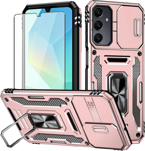 Miniatura 14 de Para Samsung Galaxy A16 5G Funda con Protector de Pantalla y con Cubierta de Cámara, Soporte Giratório de 360° Grado Militar (Resistente) Protector