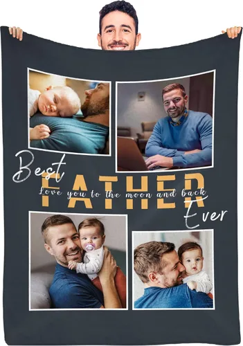 Miniatura 24 de Regalo para papá de hija manta personalizada con fotos, manta suave personalizada, regalo de cumpleaños para papá, manta del mejor papá del mundo