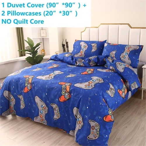 Miniatura 2 de SDIII Funda de edredón azul para jugadores, tamaño Queen, con 2 fundas de almohada, juego de ropa de cama de microfibra para niños, niñas y Azul