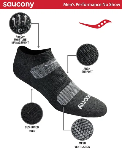 Miniatura 2 de Saucony - Calcetines de malla para hombre, de rendimiento atlético, no visibles, paquete múltiple, Black Basic (6 pares)