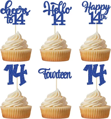 Miniatura 66 de 30 piezas Adornos para pastel de cumpleaños de 6 años, seis brillos, hola 6, púas para cupcakes, felicitaciones a los 6 años, decoraciones
