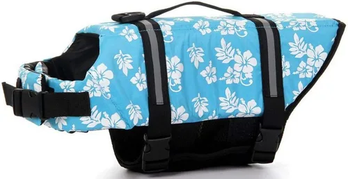 Chaleco salvavidas para perro Woo Woo Pets, ajustable, XS, Azul (Blue Flower)