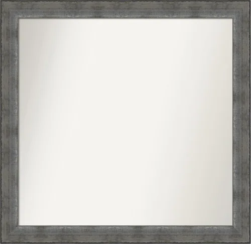 Miniatura 140 de Amanti Art Espejo de baño plateado para sobre el fregadero, 24 x 24 pulgadas, espejo cuadrado de peltre forjado a medida, marco de madera casual