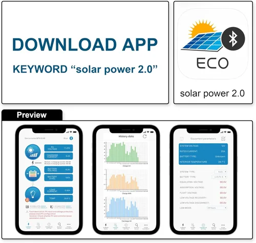 Miniatura 4 de Controlador de carga solar 40A, 12V 24V 36V 48V Auto Max PV 100V Pantalla retroiluminada Quattro USB PWM Paneles Solares Cargador Regulador