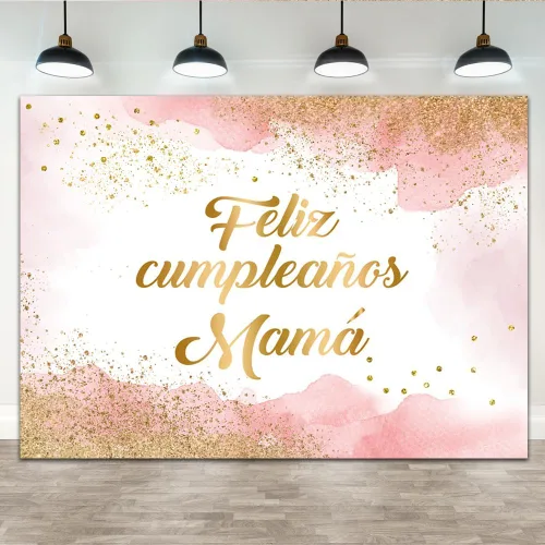 Lofaris Fondo rosa de feliz cumpleaños de 7 x 5 pies para mamá, decoración de fiesta de cumpleaños de mamá, fotografía de nube rosa, decoración de
