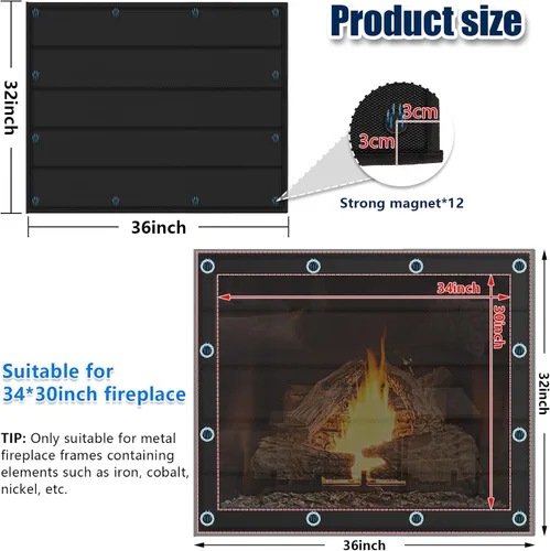 Miniatura 2 de Manta magnética para chimenea para evitar la pérdida de calor, cubiertas de chimenea interiores que mantienen las corrientes de aire fuera, tapón
