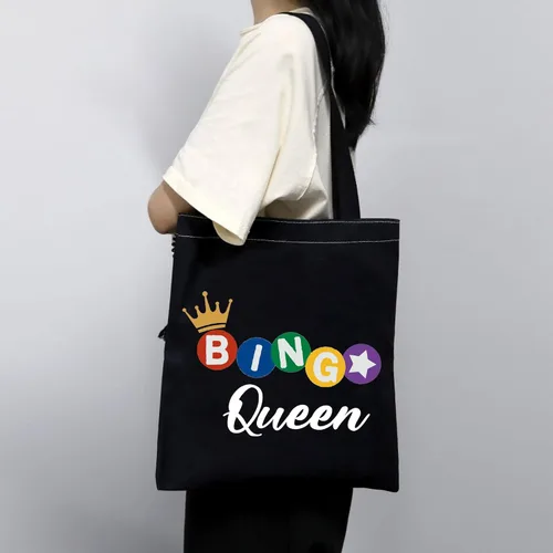 Miniatura 6 de MBMSO Bingo Queen Tote Bag Bingo Amante Regalos Divertidos Jugadores de Bingo Regalos Bingo Hombro Compras Bolsa de Bingo Juego de Jugador Regalo