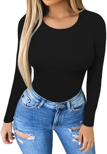 Miniatura 2 de MANGOPOP bodi con cuello redondo para mujer prenda de manga corta y manga larga