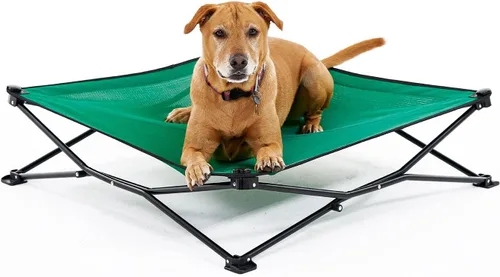 Coolaroo On-The-Go - Cama elevada para perros plegable y portátil con tela transpirable y resistente a la humedad, bolsa de transporte incluida,