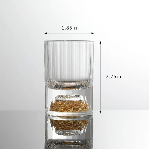 Miniatura 2 de SIYOUKI Juego de chupitos de cristal 1.7oz, decorado con escamas de hoja de oro de 24K, sin plomo, juego hecho a mano adecuado para MaoTai, licores