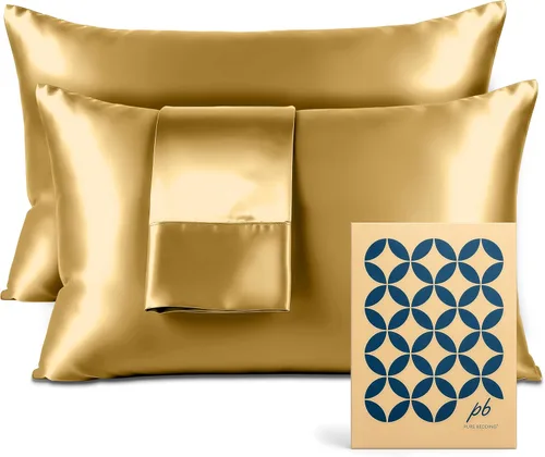 Miniatura 30 de Pure Bedding Sábanas de satén individuales [3 piezas, plateadas] Juego de sábanas sedosas de lujo para hotel, juego de sábanas de microfibra extra