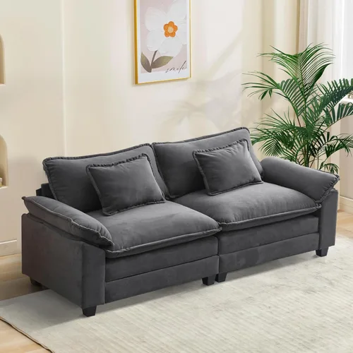 Miniatura 85 de Oprisen Sofá Seccional Modular, Cómodo Cloud Couch Sofá Seccional, Sofá Cama de Chenilla con Asiento Profundo con Almohadas Decorativas para Sala