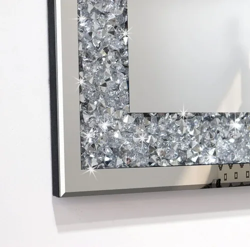 Miniatura 4 de QMDECOR Espejo de Pared Decorativo Rectangular Brillante para Decoración del Hogar con Decoración de Diamante Crush de Cristal Plateado