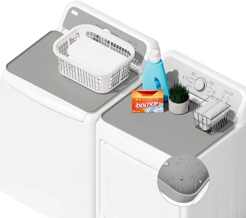 Miniatura 11 de SEIRI 2 piezas Cubiertas y Tapetes para Lavadora y Secadora para la Parte Superior, 26'' x 18'' Tapete Protector Superior de Silicona para Secadora