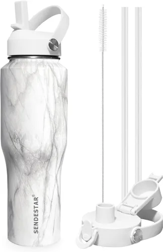 Miniatura 18 de SENDESTAR Botella de agua de acero inoxidable de 40 onzas (fría durante 48 horas, caliente durante 24 horas), botella aislada al vacío de doble Gris