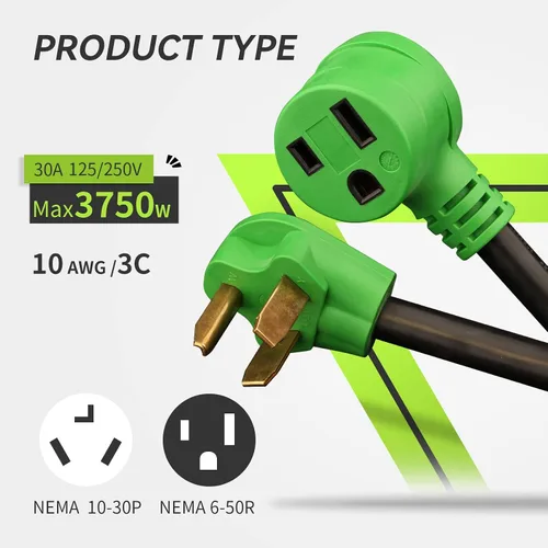 Miniatura 2 de RVMATE Cable adaptador de soldador, secadora de 30 amperios a adaptador de soldador de 50 amperios, convertidor de soldadura NEMA 10-30P a 6-50R
