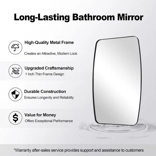 Miniatura 5 de ANDY STAR - Espejos ovalados negros para baño, espejo grande de 24x36 pulgadas con marco de metal negro mate oblongo para pared, espejo moderno