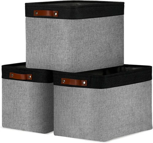 Miniatura 53 de DULLEMELO Juego de 4 cubos de almacenamiento, cesta de almacenamiento de tela para estantes, armario, cuarto del bebé, almacenamiento de juguetes