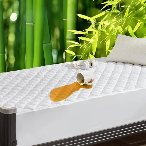 Miniatura 20 de Protector de Colchón Impermeable Tamaño Twin Acolchado, Transpirable con Relleno Ultra-Suave Almohadilla de Colchón, Funda de Colchón Ajustada