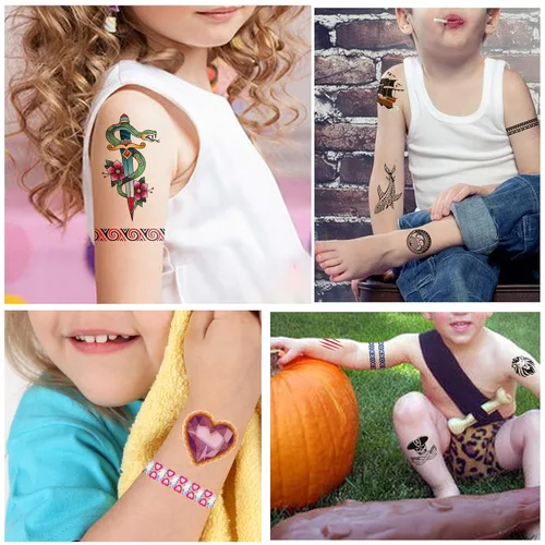 Miniatura 6 de Yazhiji 36 hojas de tatuajes temporales para niños, niñas, adultos, grandes recuerdos de fiesta y decoraciones