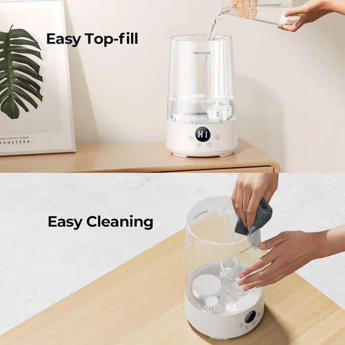 Miniatura 6 de Homvana Humidificadores para dormitorio y hogar, 3.6 L de llenado superior de niebla fría, 34 horas, súper largo, silencioso 23 dB, humidificador
