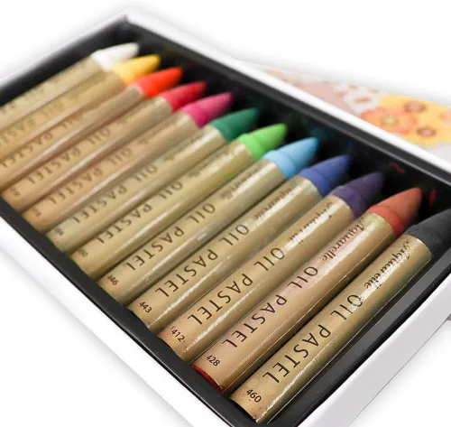 Miniatura 3 de HA SHI Pasteles al óleo solubles en agua para artistas, 12 colores, palitos de arte de acuarela suaves, suministros de arte premium para artistas