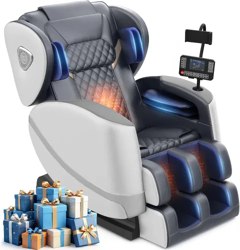 Miniatura 8 de FURNIMAT Silla de masaje de cuerpo completo, silla de masaje de gravedad cero con 10 rodillos fijos, bolsas de aire, calefacción, masaje de pies