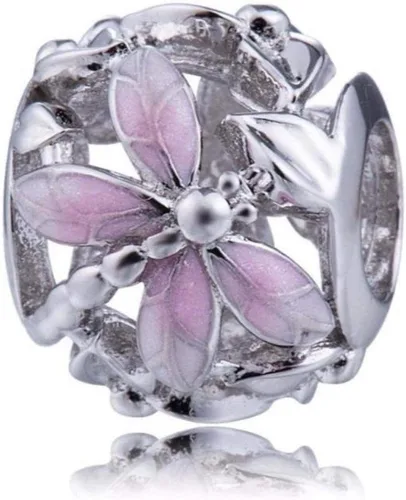 Bolenvi Abalorio de plata de ley 925 con diseño de dragón de libélula rosa para pandora y pulseras o collares similares Plata esterlina Sin gemas