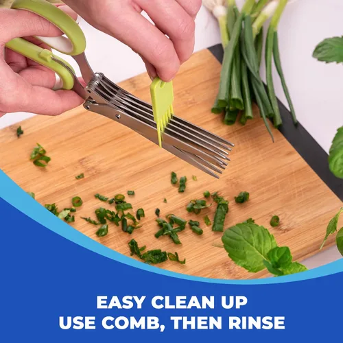 Miniatura 8 de Jenaluca Tijeras de hierbas de 5 hojas – Tijeras de ensalada – Corte y corte hierbas frescas y verduras de hoja verde – Juego de tijeras de cocina