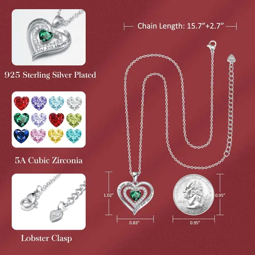 Miniatura 4 de Birthstone Jewelry Necklace for Women on Birthday Anniversary Presents for Wife Women Necklaces for Valentine's Day, Christmas, Mother's Day