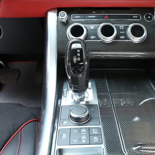 Miniatura 5 de YIWANG Cubierta de la cabeza de la perilla de palanca de cambios de fibra de carbono 100% real para Land Rover RangeRover Sport 2014-2017, para Negro
