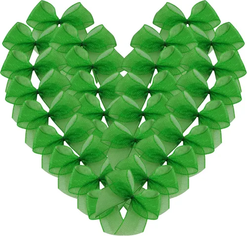 Miniatura 53 de Micomon 50 piezas mini lazos de cinta de satén de 1.6 pulgadas para manualidades, pequeños lazos verdes para decoración navideña embellecimiento