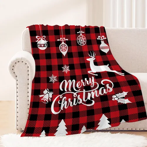 Miniatura 26 de Manta de Navidad para bebé, manta pequeña de Navidad a cuadros rojos, manta de Navidad para invierno, para mascotas, manta para envolver cuna
