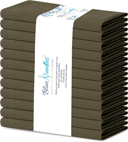 Miniatura 43 de Blue Needles - Juego de 12 servilletas de tela sólidas azul marino 100% algodón, servilletas de cena de 45 x 45 centímetros - Suave, reutilizable