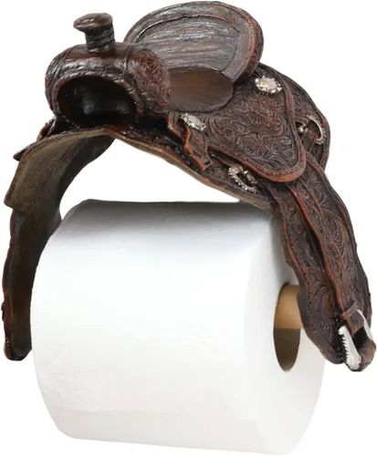 Ebros - Figura decorativa para papel higiénico con patrón rústico occidental de 7.5 pulgadas de alto, para decoración de pared, baño, cabaña, caza,