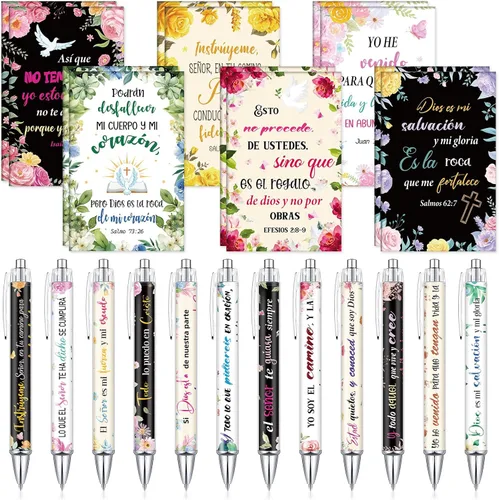 Miniatura 18 de Colarr 24 juegos de regalos cristianos a granel para mujeres, bolígrafos con versículos bíblicos de Navidad, cuadernos, bolígrafos religiosos