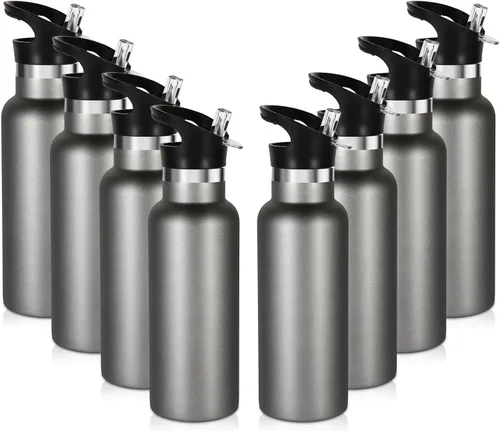 Miniatura 15 de Volhoply Botella de agua aislada para niños de 17 onzas, botellas de agua de acero inoxidable con tapa con pajilla, botella de agua de metal al