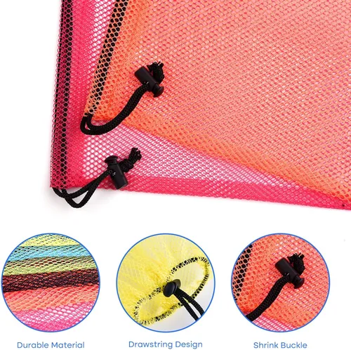 Miniatura 3 de PLULON 12 bolsas de malla con cordón de malla para lavandería, bolsa de nailon con cordón de 13 x 15.5 pulgadas para piscina, playa, bolas