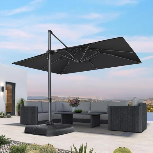 Miniatura 60 de PURPLE LEAF Sombrilla de Patio de 8 Pies para Exteriores Sombrilla Cantilever Cuadrada de Aluminio Sombrilla Offset con Rotación de 360 Grados