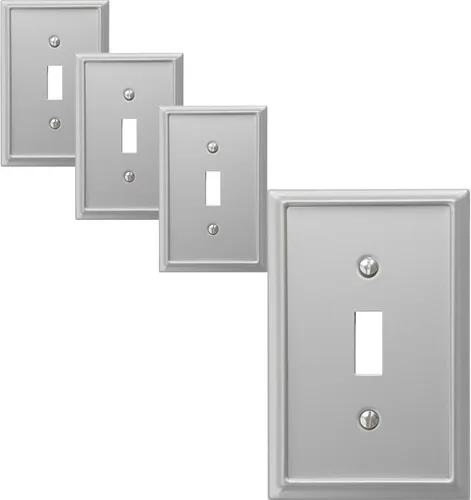 Miniatura 13 de OKAWYC Aria - Placa de pared metálica para interruptor de luz en blanco, paquete de 4 unidades, níquel cepillado de 1 banda, cubierta de interruptor