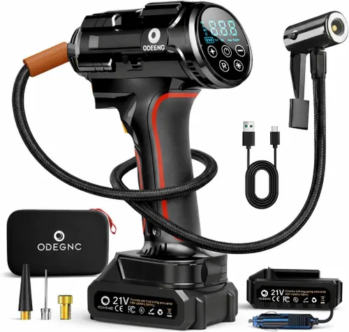 Miniatura 10 de Compresor de aire inalámbrico 160PSI Inflador de neumáticos portátil con batería de 10000 mAh y sistema de alimentación dual - 2 veces más rápido
