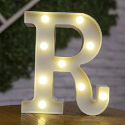 Miniatura 20 de anso Letras LED del alfabeto con números iluminados, letras de plástico blanco, decoración de pie de la A a la Z 0 ~ 9 (rosa corazón)