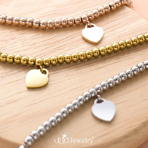 Miniatura 4 de 555Jewelry Pulsera delicada con cuentas de acero inoxidable para mujer, Metal